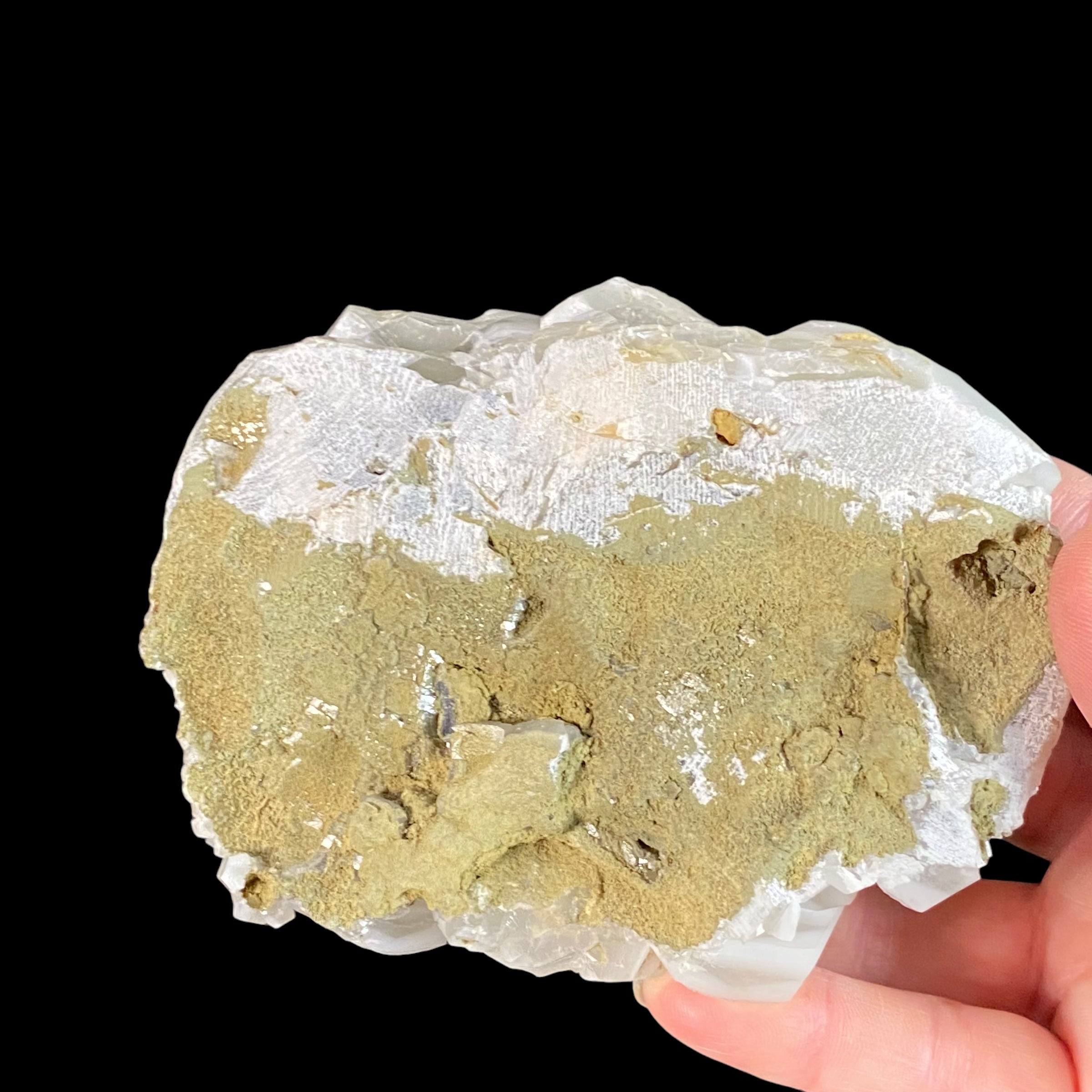 Fluorescent Hexagonal Sandwich Calcite Crystal Cluster