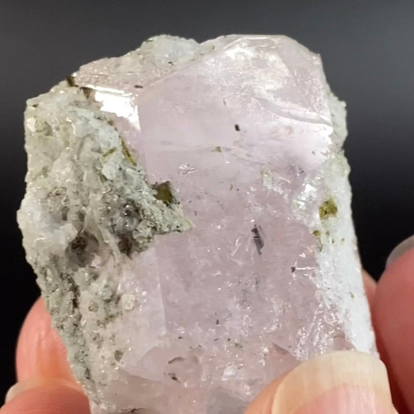 Morganite Crystal with Green Tourmaline & Albite