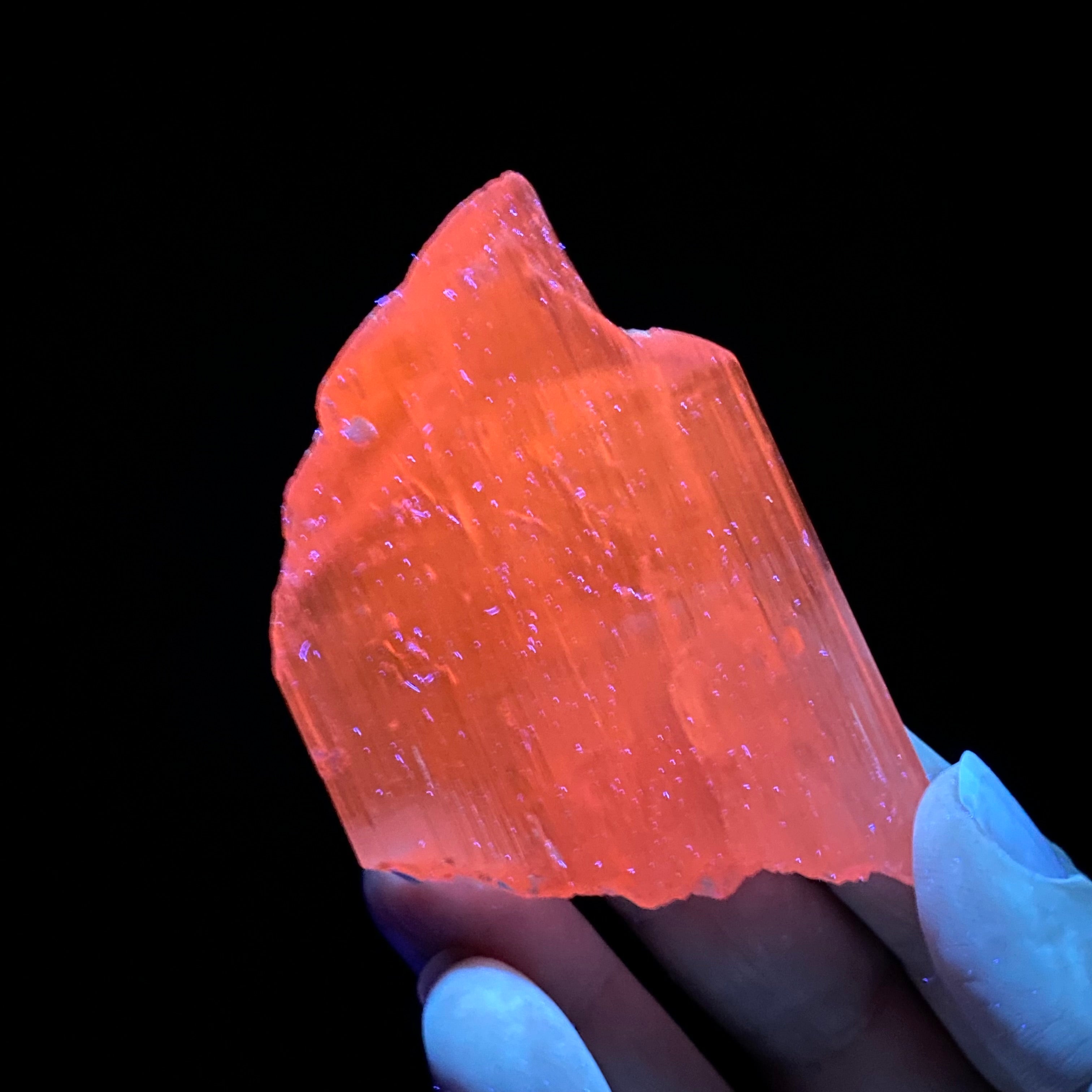 Large Pink Kunzite Spodumene Crystal, Fluorescent