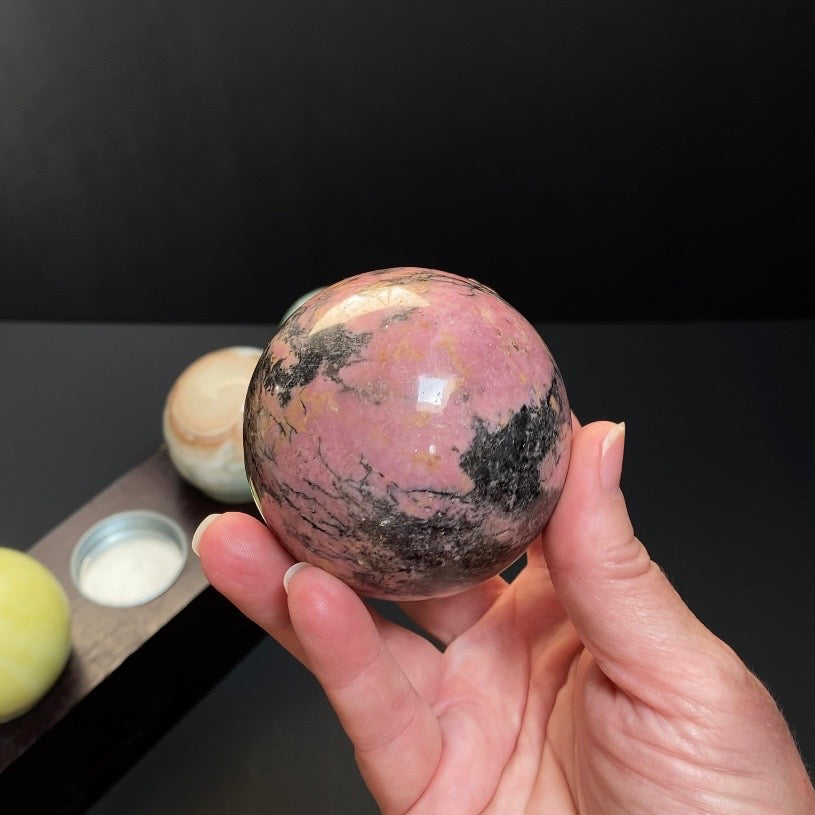 Pink Rhodonite Crystal Sphere 64 mm - Natural Crystals and Mineral Specimens