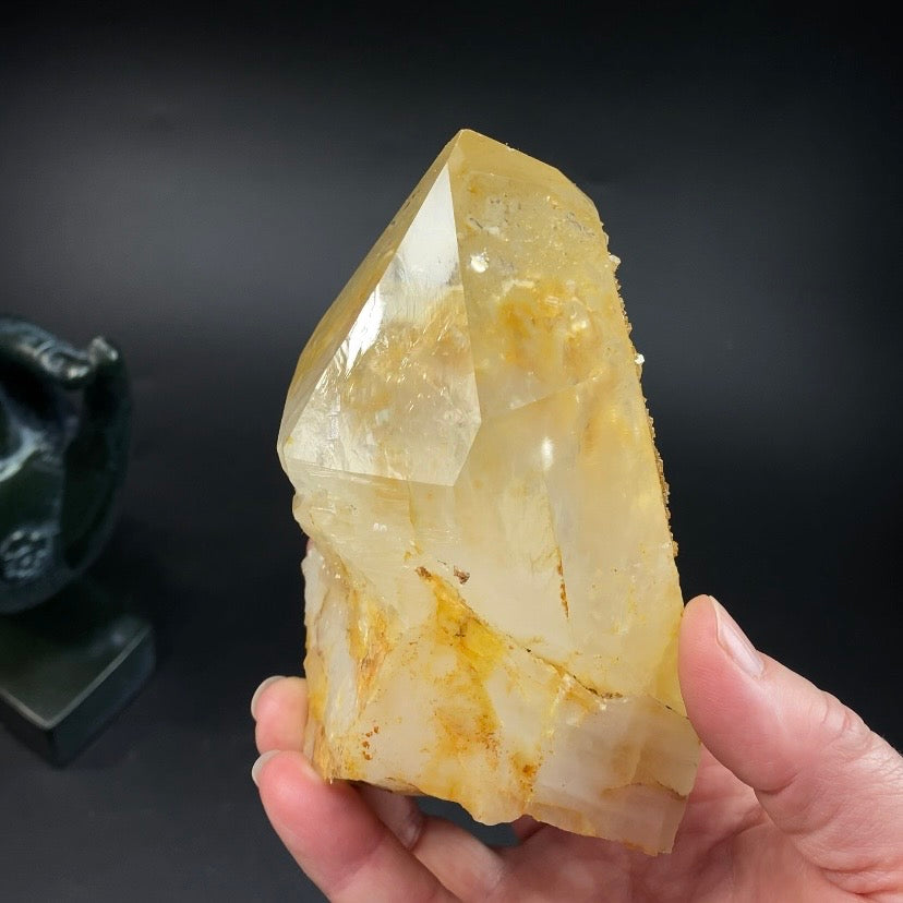 XL Natural Golden Healer Quartz Crystal with Yellow Iron Oxide Surface Coating