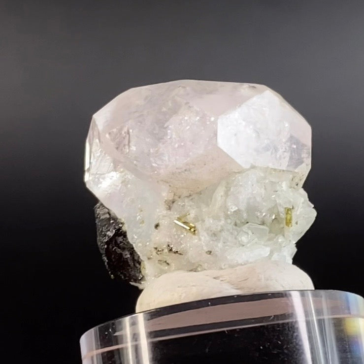 Aqua Morganite Crystal with Cat’s Eye Green Tourmaline & Albite
