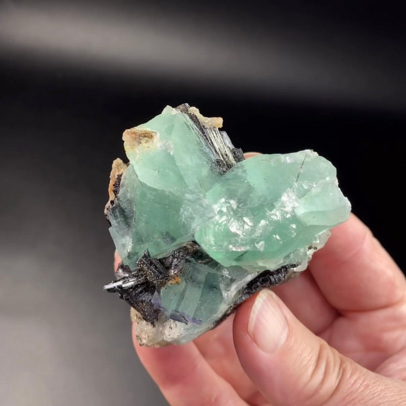 Green Cubic Fluorite Specimen with Stibnite & Pyrite, Yaogangxian Mine