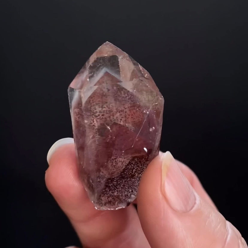 Rare Double Phantom Red Hematite Sunset Quartz Crystal - Tamil Nadu, India