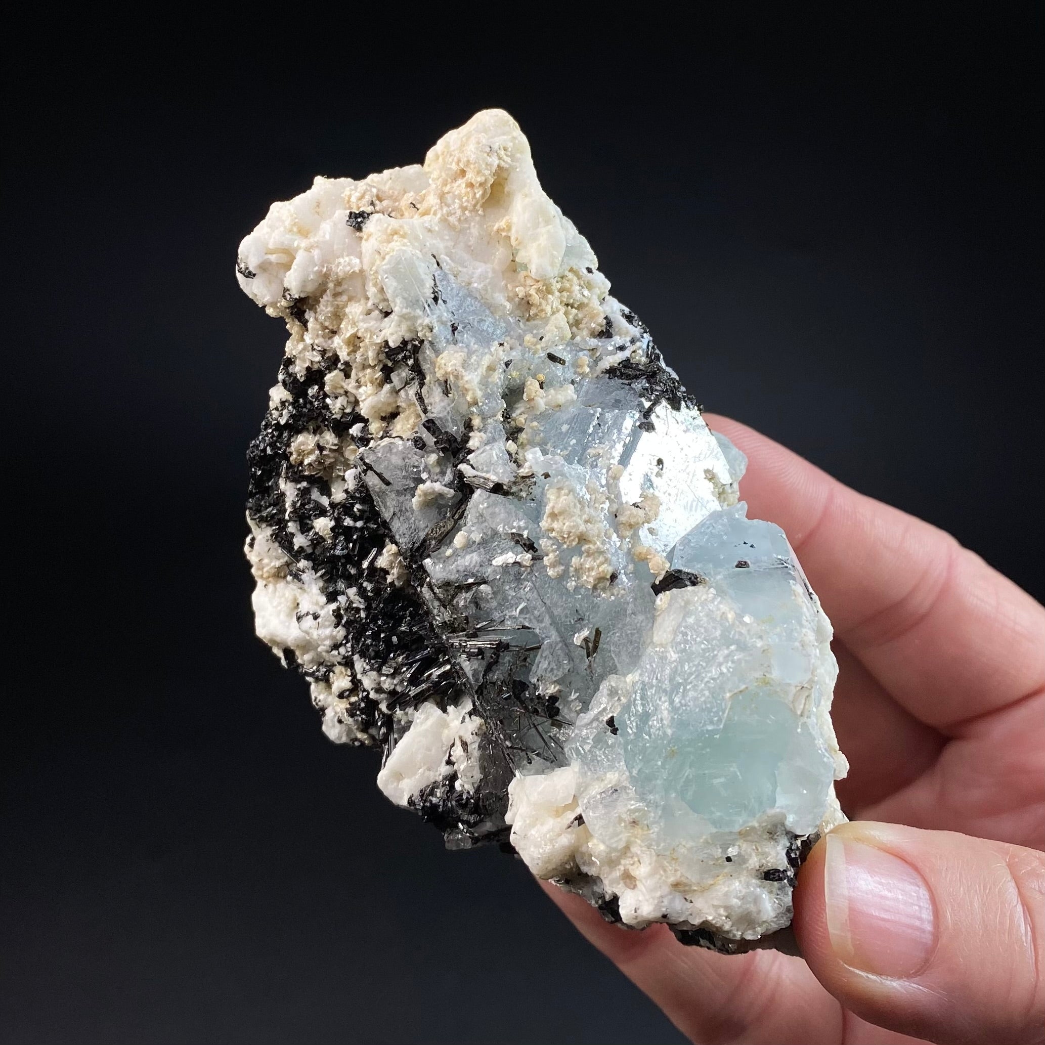 Aquamarine Crystals with Orthoclase and Black Tourmaline, Shigar Valley, Pakistan