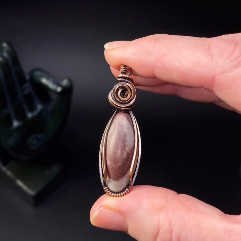 Shiva Lingam and Copper Wire Wrapped Pendant