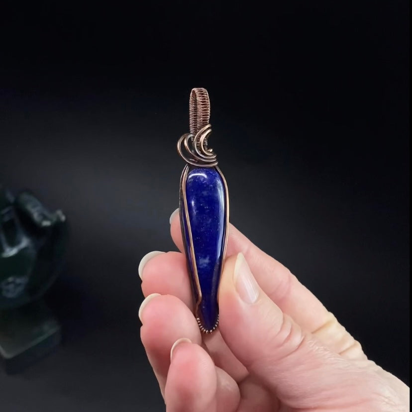 Lapis Lazuli and Copper Wire Wrapped Pendant