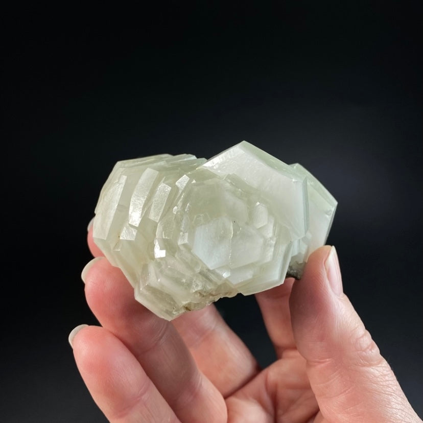Fluorescent Hexagonal Sandwich Calcite Crystal Cluster