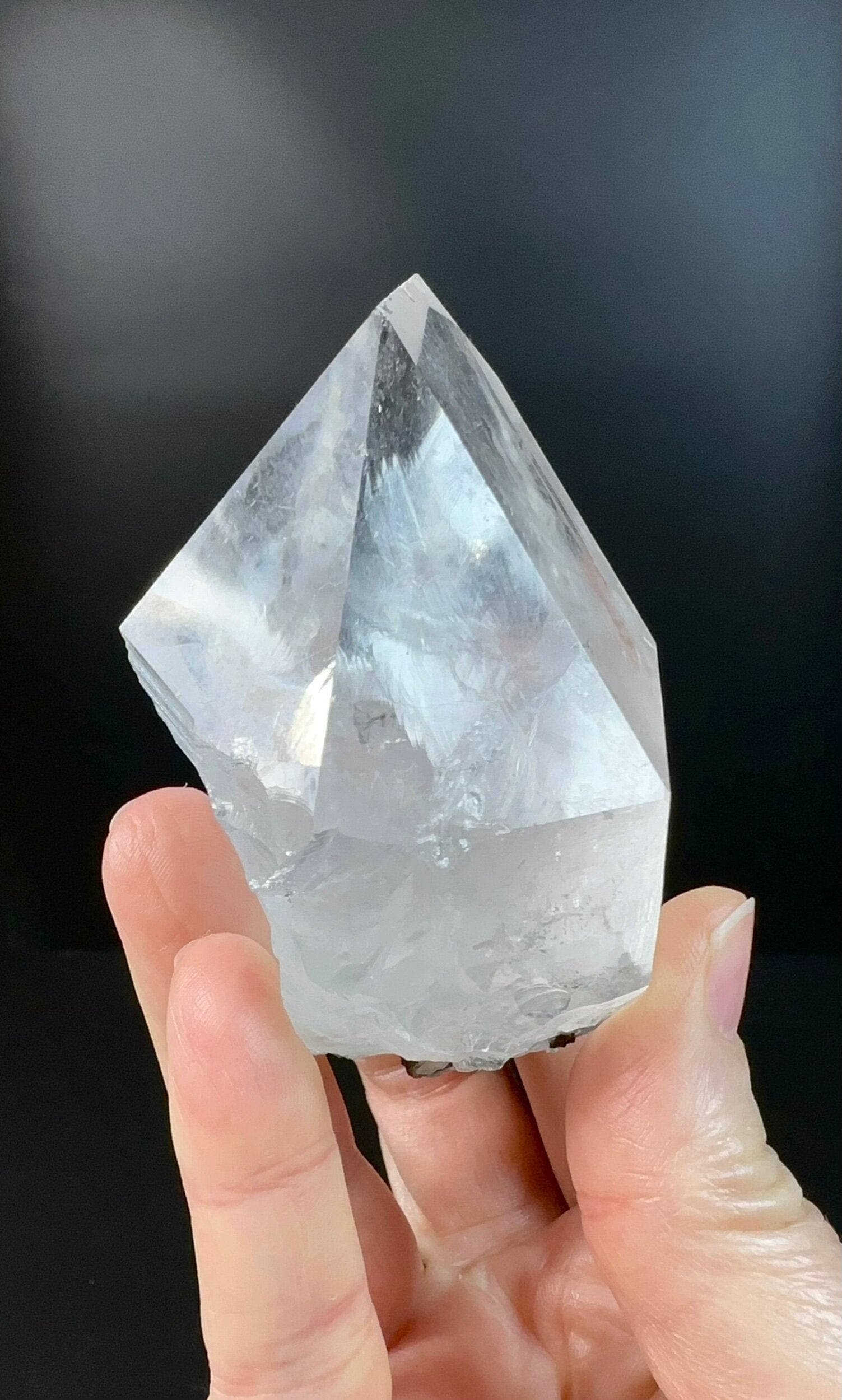 Quartz Crystal with Dark Green Epidote Crystals