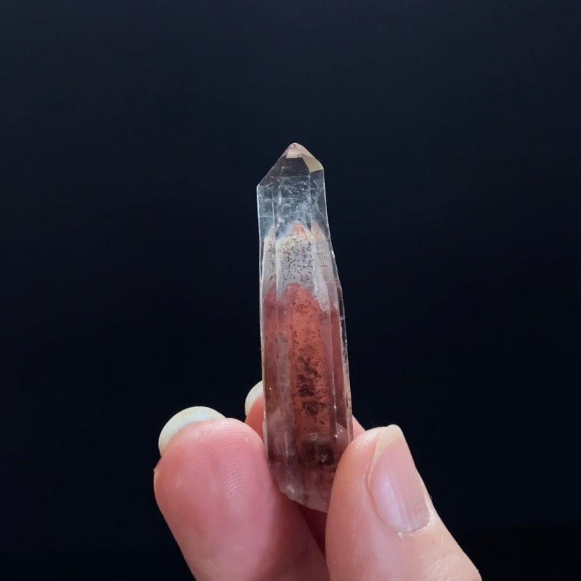 Red Hematite Double Phantom Sunset Quartz Crystal - Tamil Nadu, India
