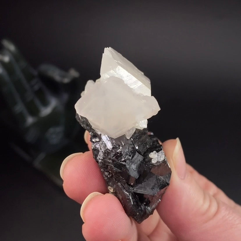 Sphalerite Cluster with Fluorescent Calcite from Trepça Mines, Kosovo - Natural Minerals and Crystals