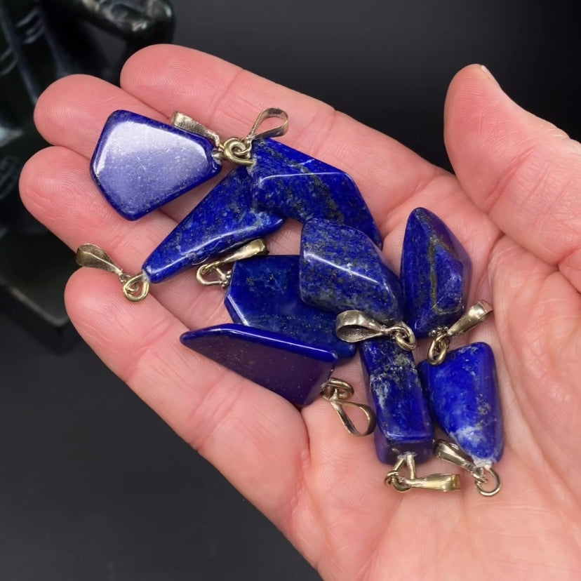 Vibrant Blue Lapis Lazuli & Pyrite Polished Pendant