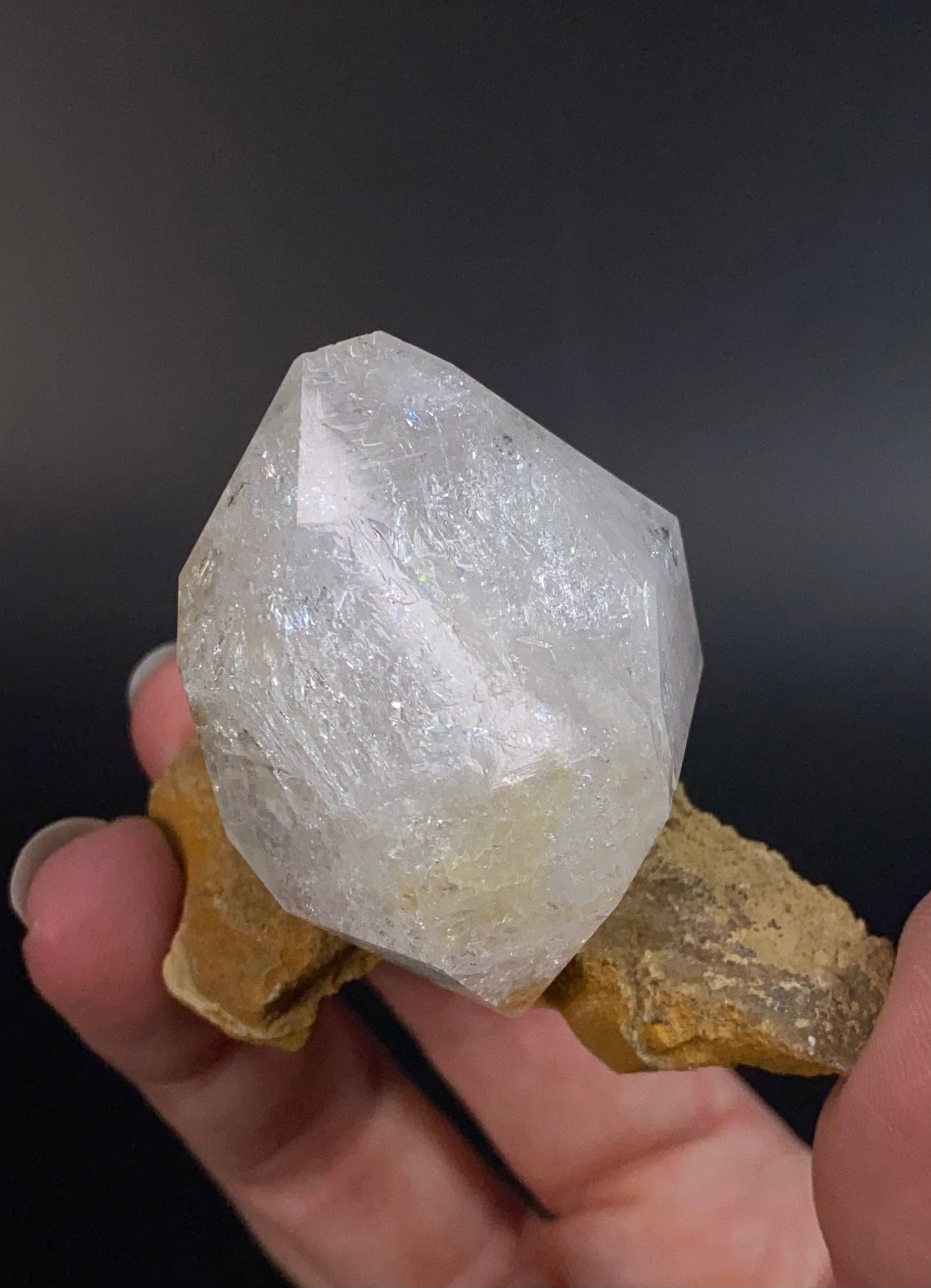Doubly Terminated Quartz Crystals with "Bird Wing" Remnant of Sediment Matrix with Needle Quartz