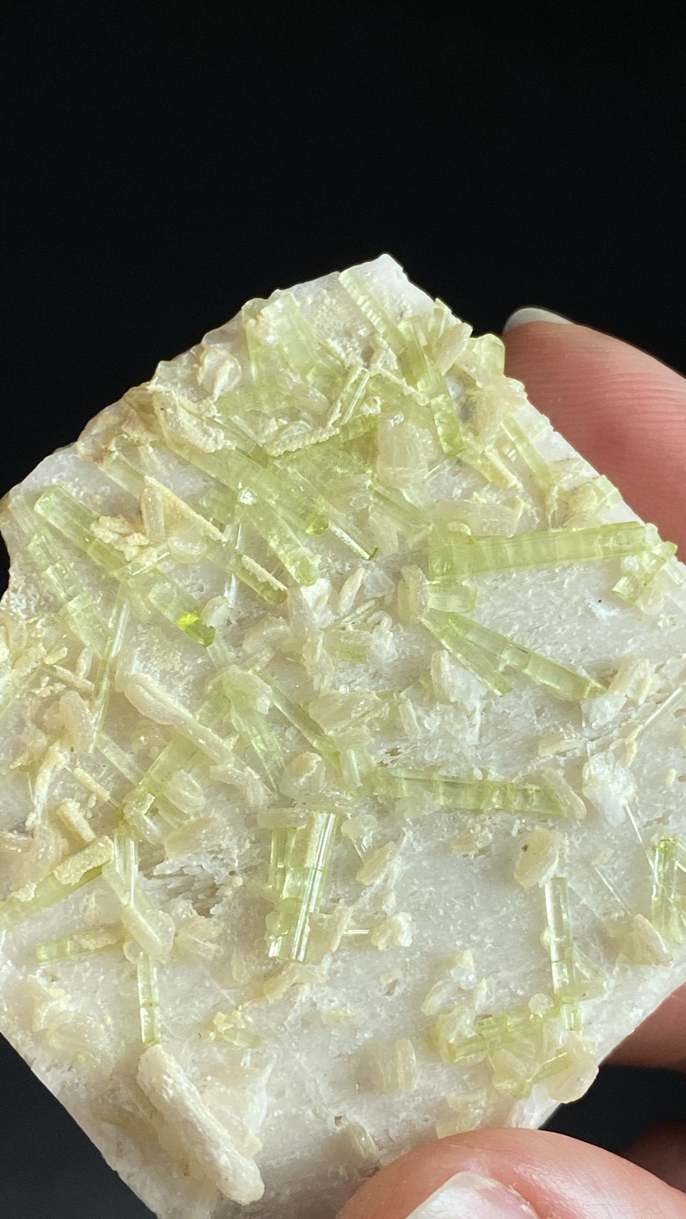 Light Green Tourmaline & Lepidolite on Feldspar Matrix