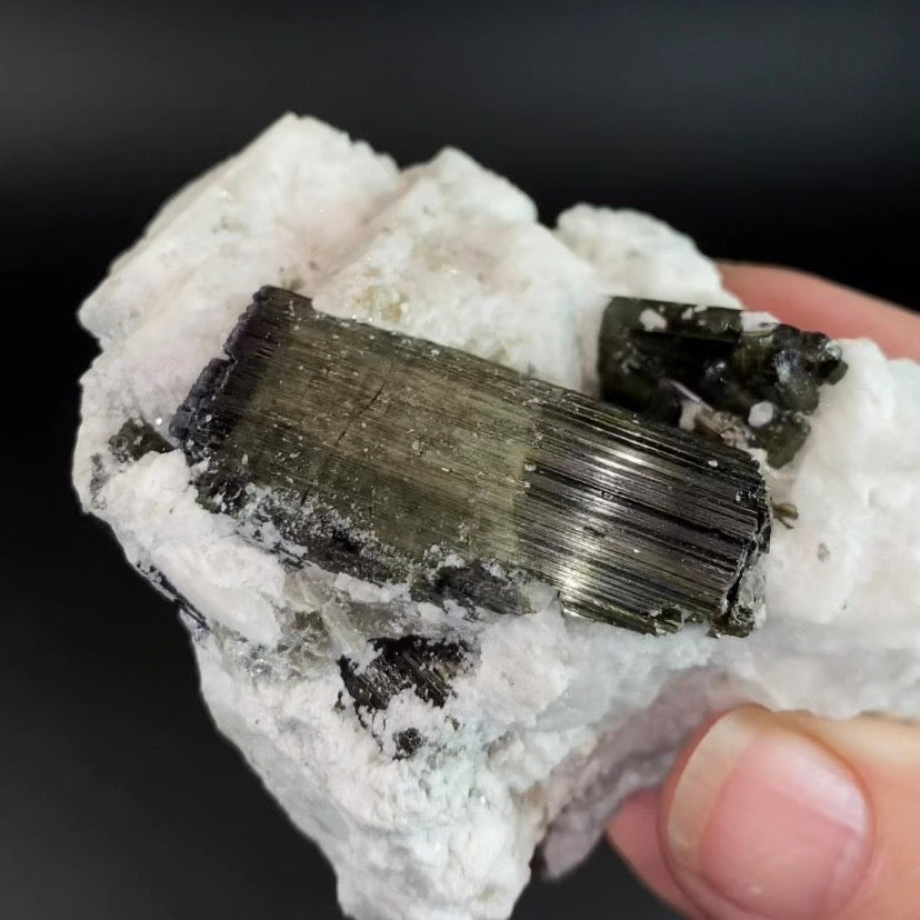 Chatoyant Green Cat's Eye Tourmaline Crystals on Matrix Pech, Afghanistan