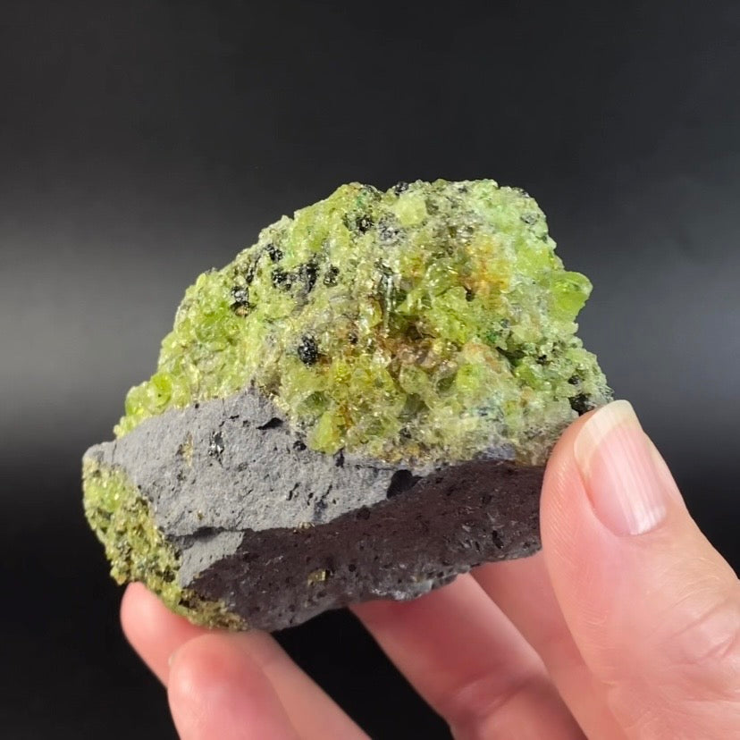 Peridot Crystals on Basalt Matrix from San Carlos, Globe, Arizona