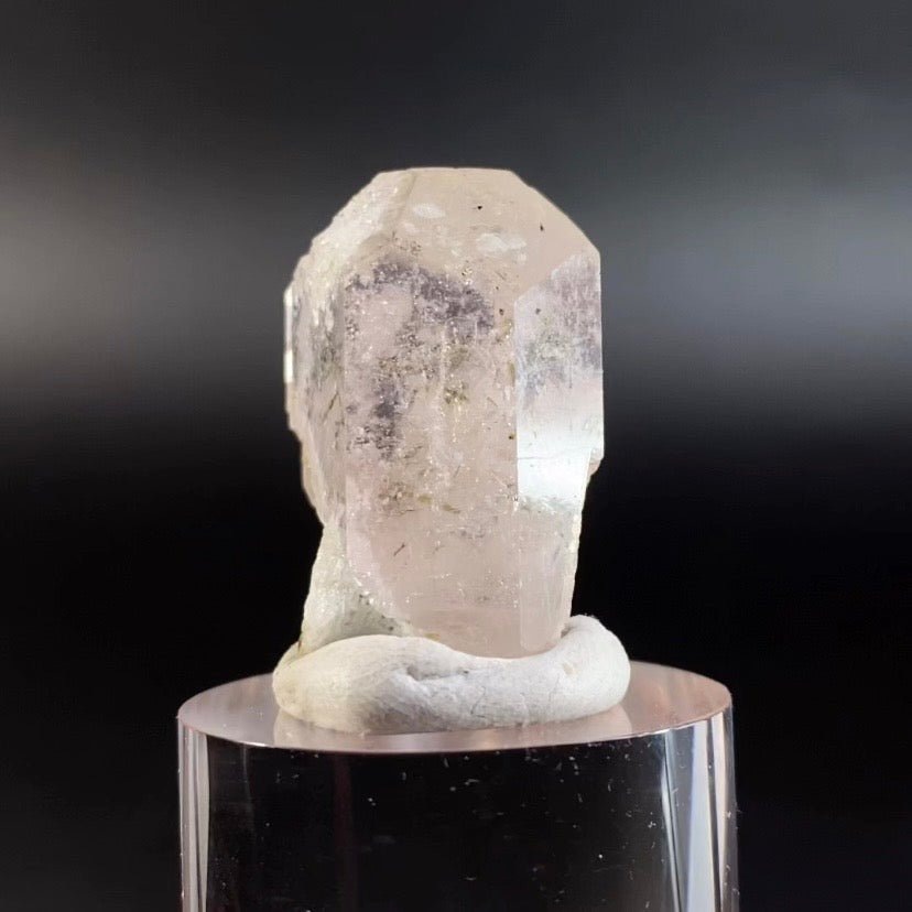 Pink Morganite Crystal with Green Tourmaline & Albite var Cleavelandite