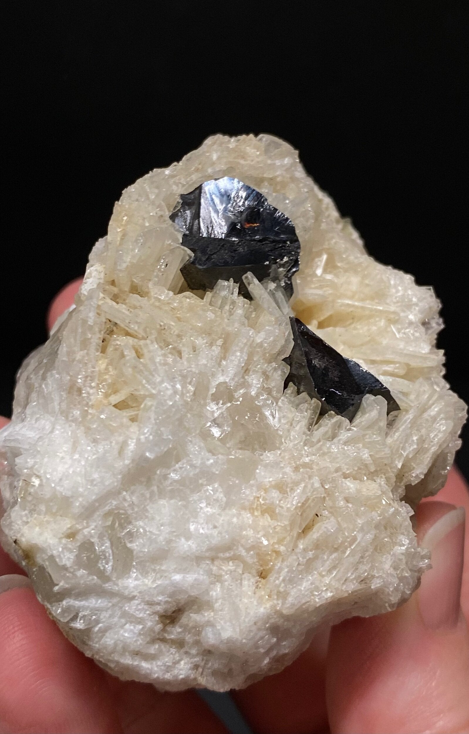 Cassiterite Crystals on Cleavelandite / Albite