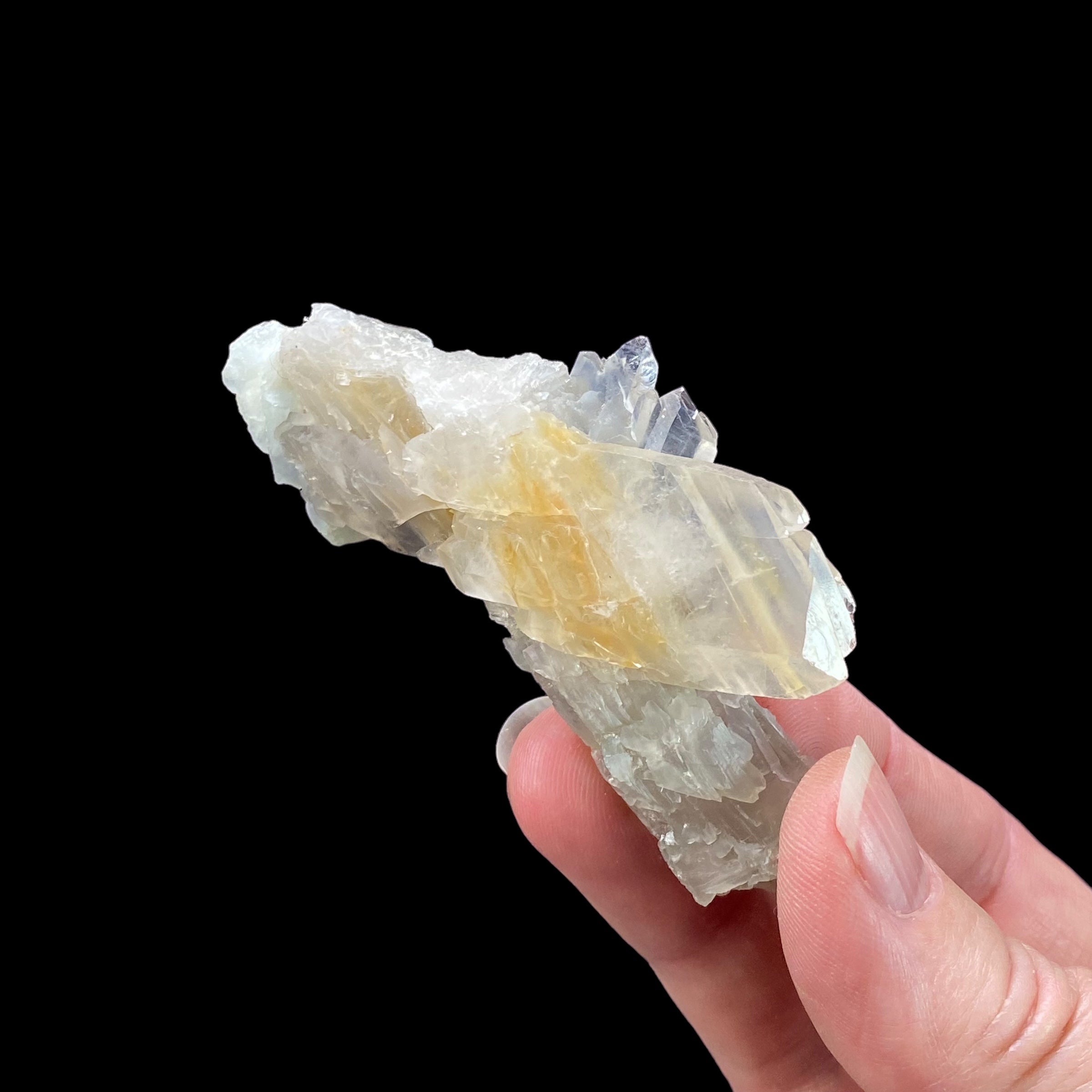 Tabular Faden Bone Quartz Crystal with Halloysite Inclusions