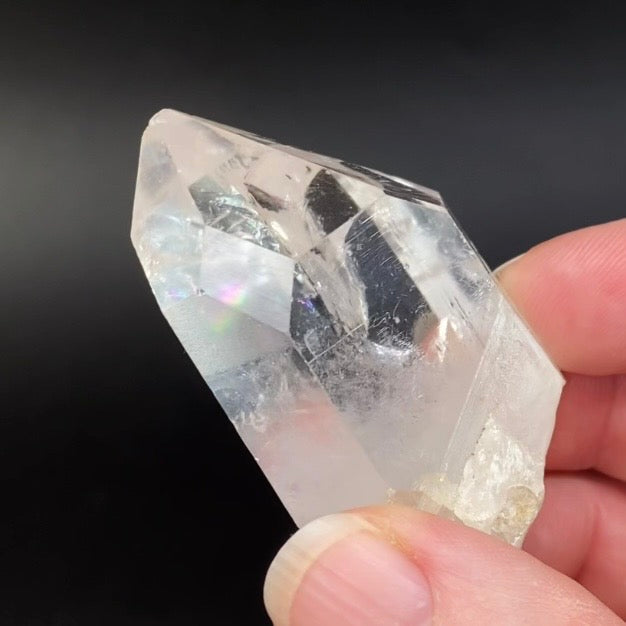 Water Clear Quartz Crystal with Diamond Shaped Window and Rainbows, Minas Gerais, Brazil Natural Crystal