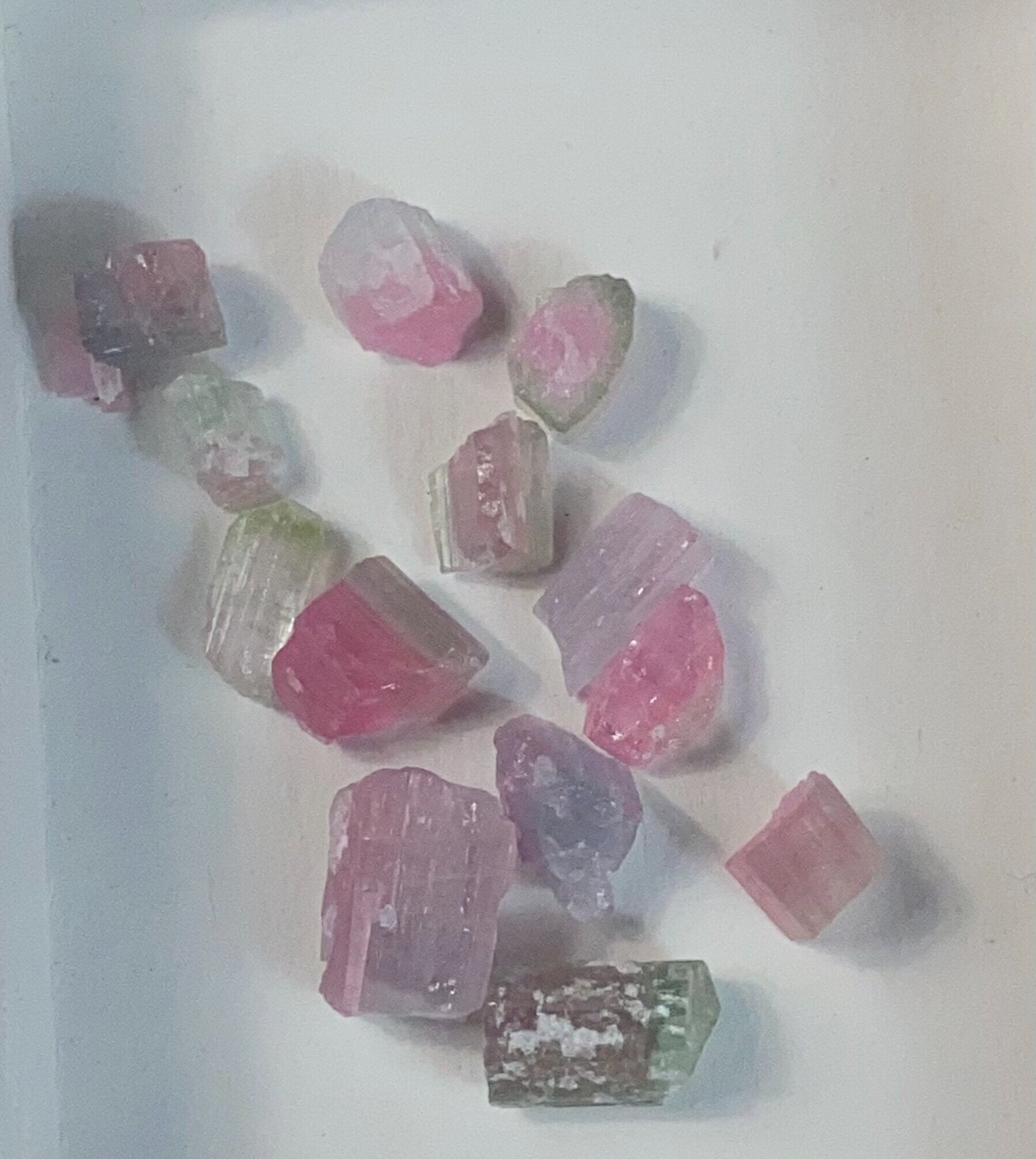 Watermelon, Pink and Green Tourmaline Lots - 8 Grams Each from Paprok, Afghanistan