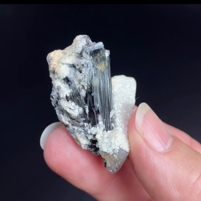 Bicolor Black Tourmaline Schorl Crystal with Smoky Quartz and Feldspar from Shigar Valley, Pakistan