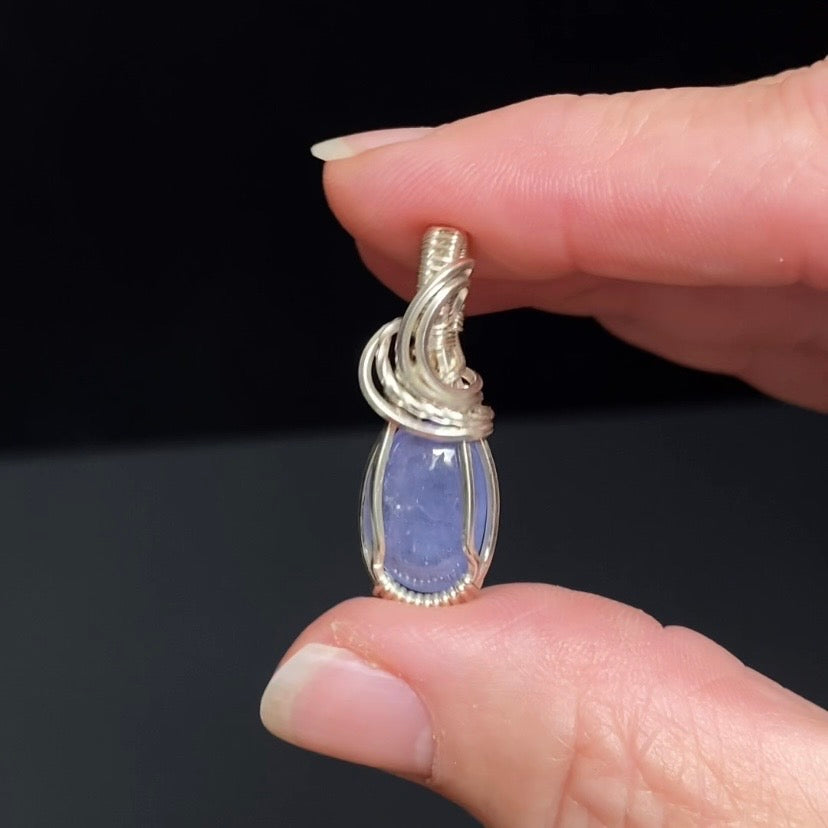 Tanzanite & Sterling Silver Wire Wrapped Pendant
