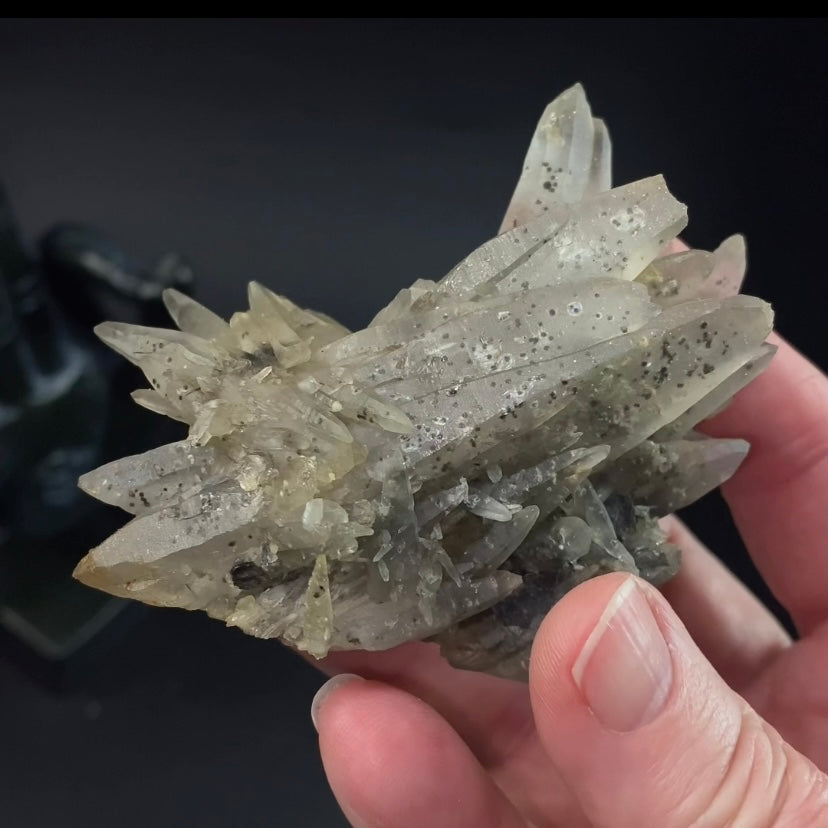 Laser Quartz Crystal Cluster with Hematite Inclustions