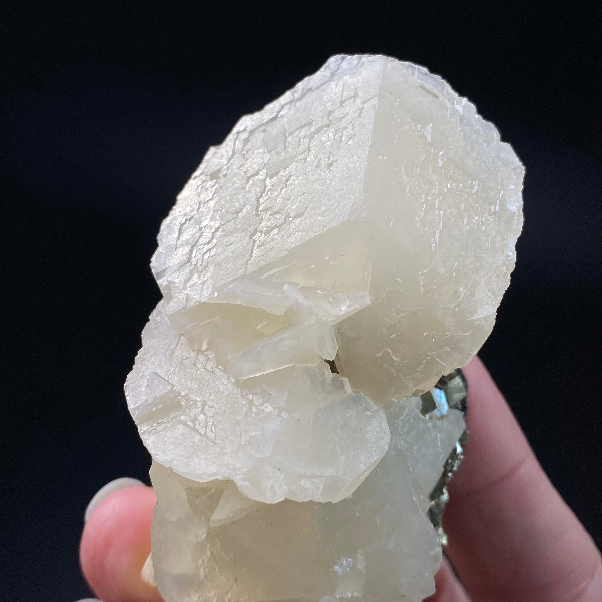 Fluorescent Calcite Specimen with Pyrite from Trepca Mine Complex, Kosovo