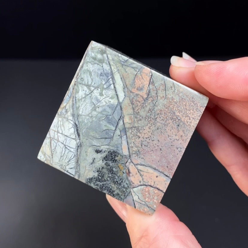 Green Malingano Jasper, Chert Breccia, Polished Cube