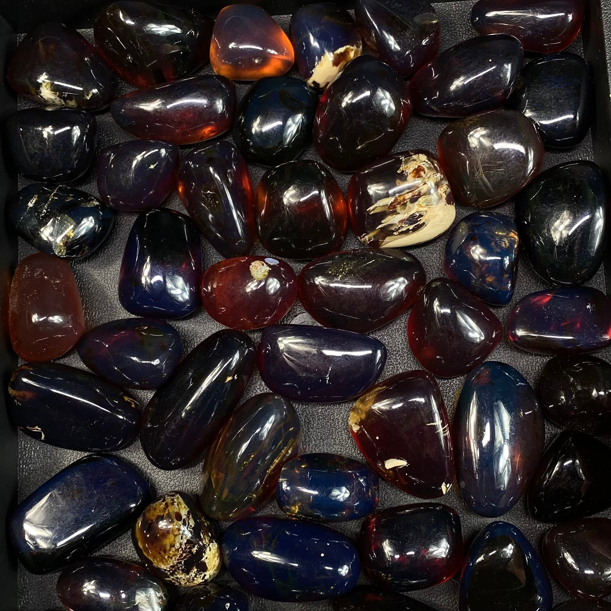 Blue Sumatran Amber Tumbled Stone, Two Sizes Available