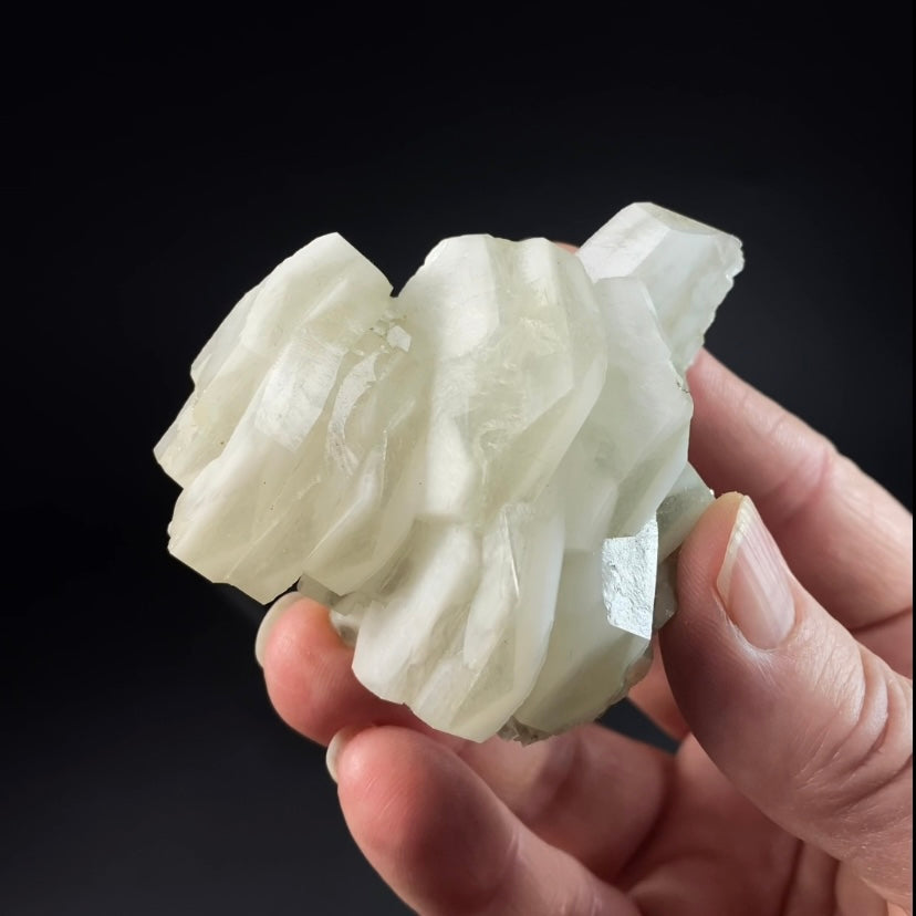 Fluorescent Hexagonal Sandwich Calcite Crystal Cluster
