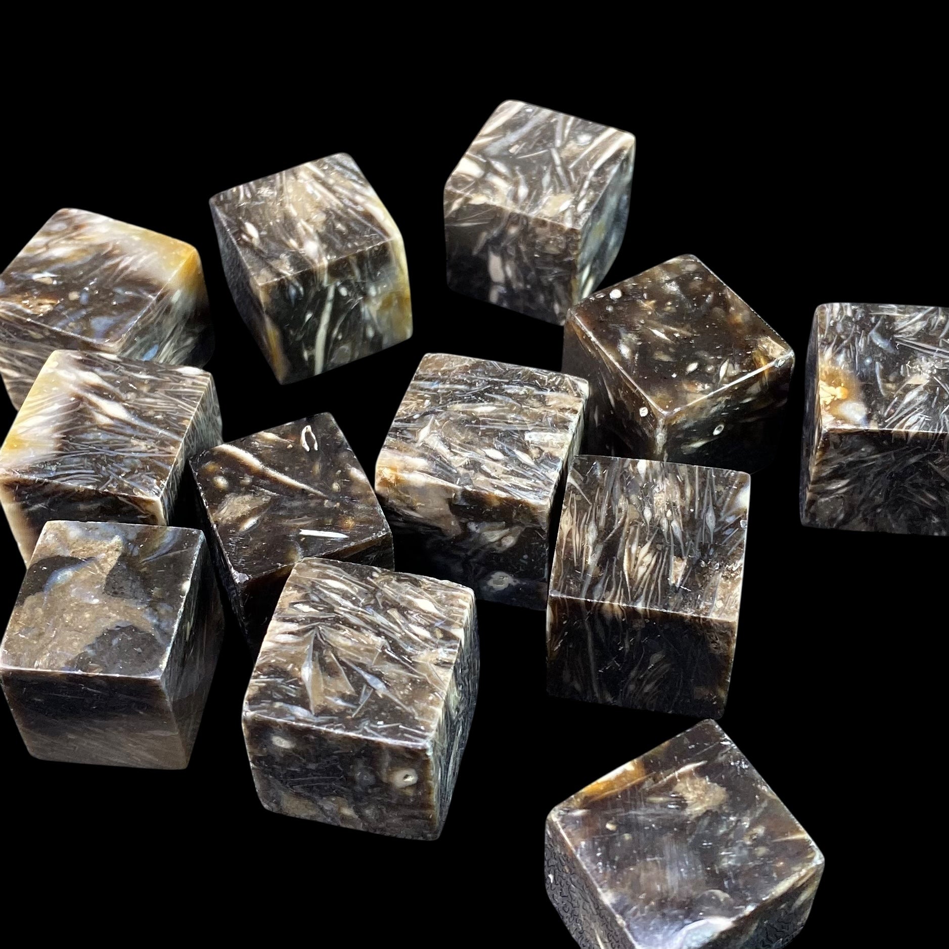 Feather Agate Polished Cube