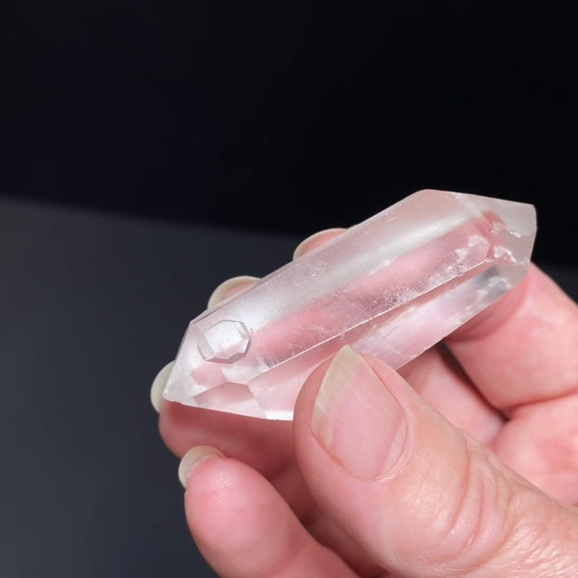 Double Terminated Clear Quartz Crystal with Diamond Shaped Window