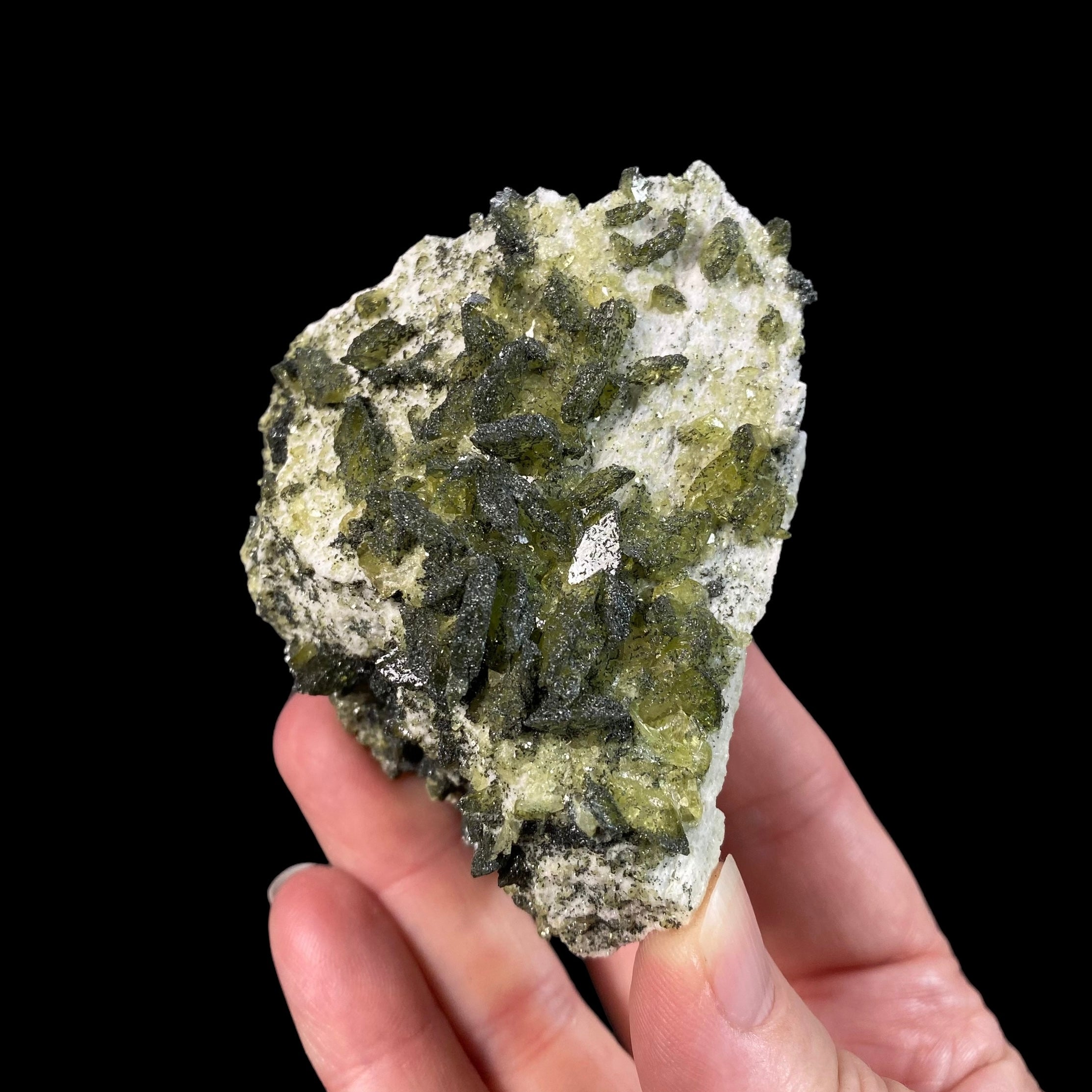 Multiple Twinned Titanite Sphene Crystals with Clinochlore on Matrix