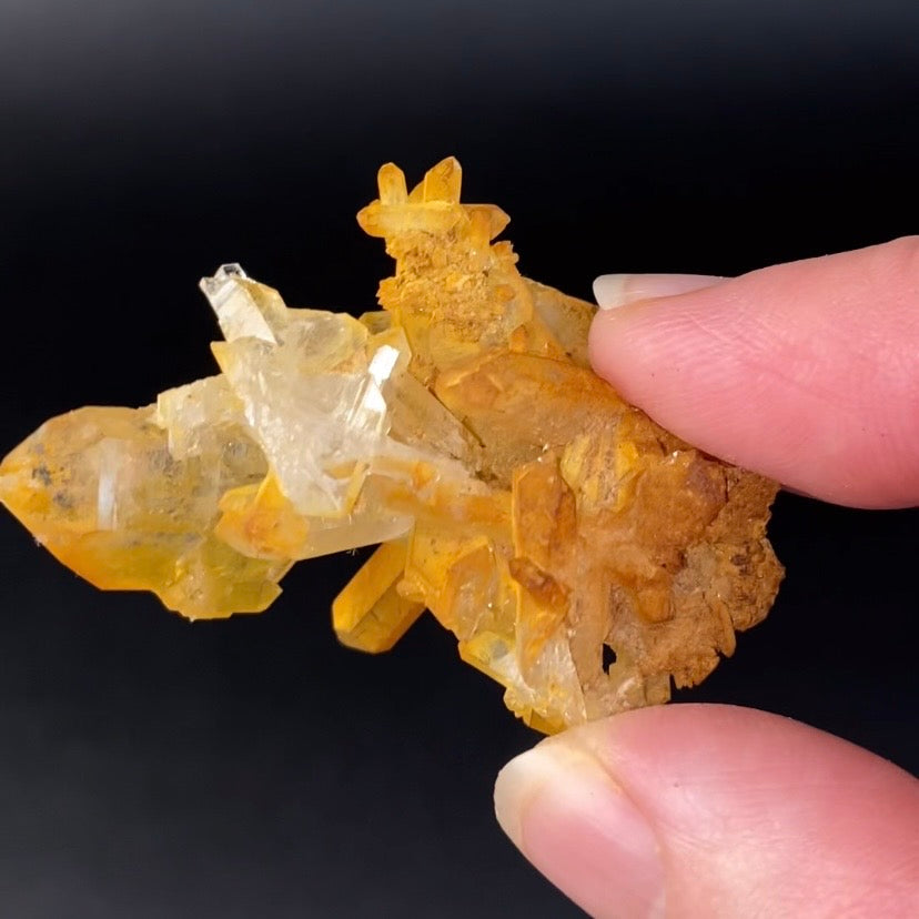 Golden Quartz Crystal Cluster with Natural Rainbow Iridescent Iron Oxide Surface - Natural Crystals