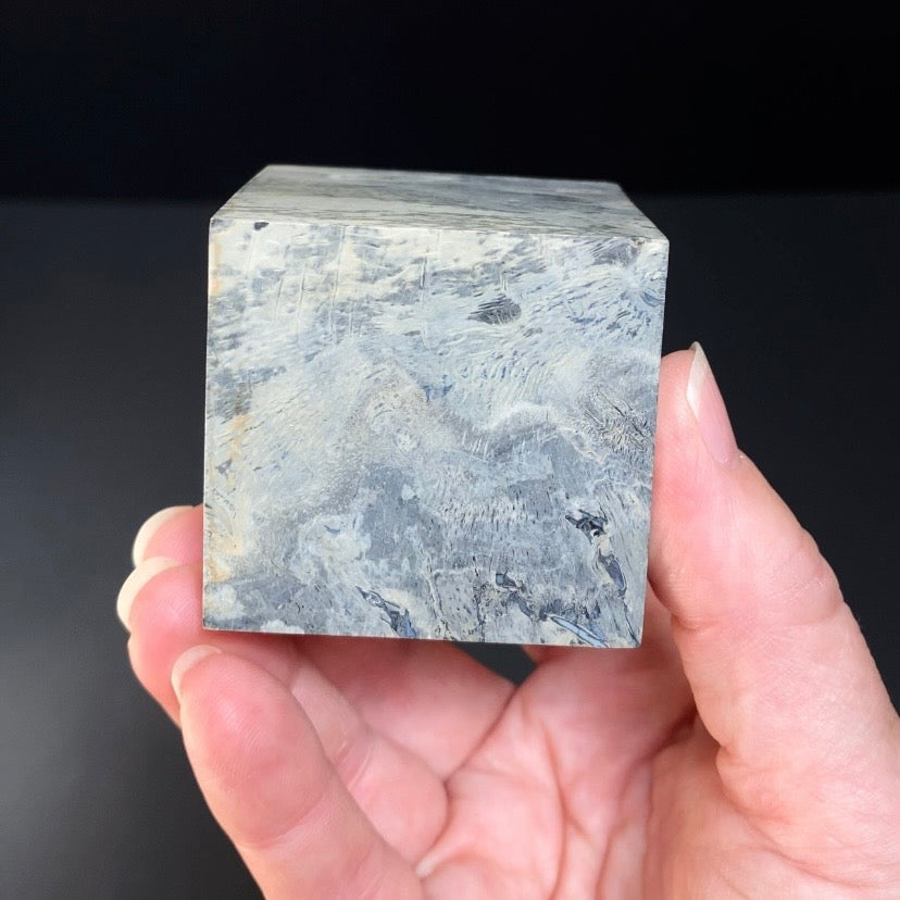 Fossilized Palm Root Ball Polished Cube from Sumatra, Indonesia