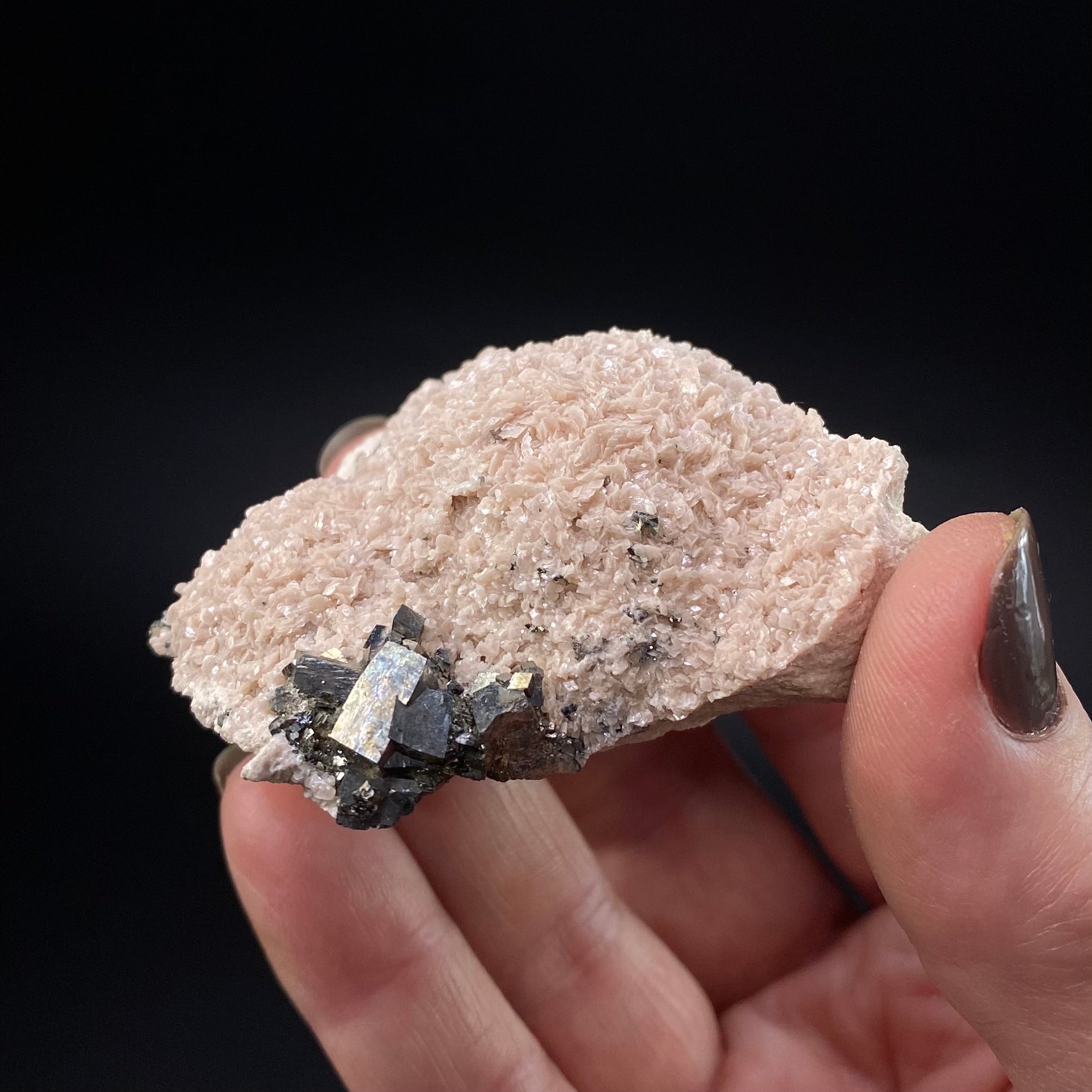 Kosovo Rhodochrosite Crystal Cluster with Arsenopyrite from Trepca Mines