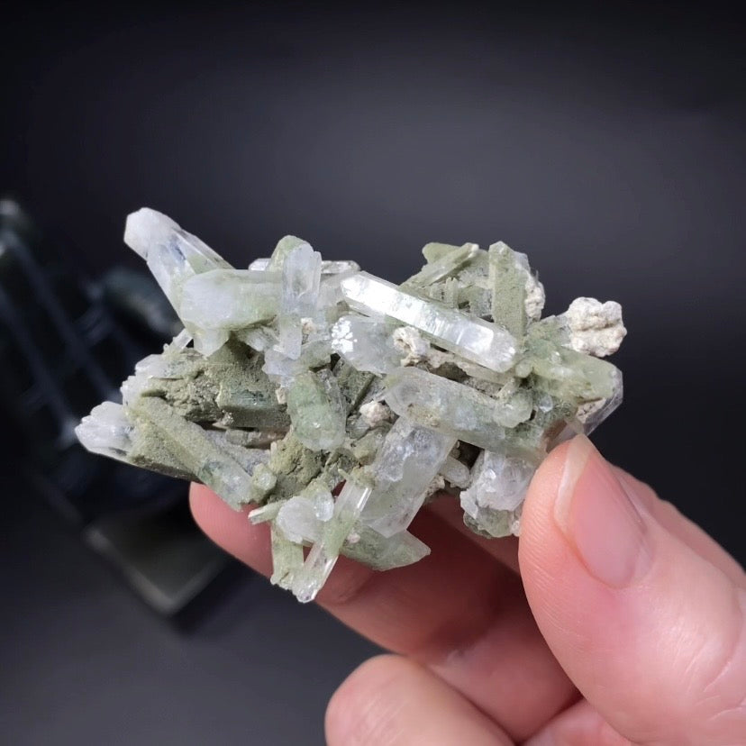 Chlorite Included Quartz Cluster - Natural Crystals