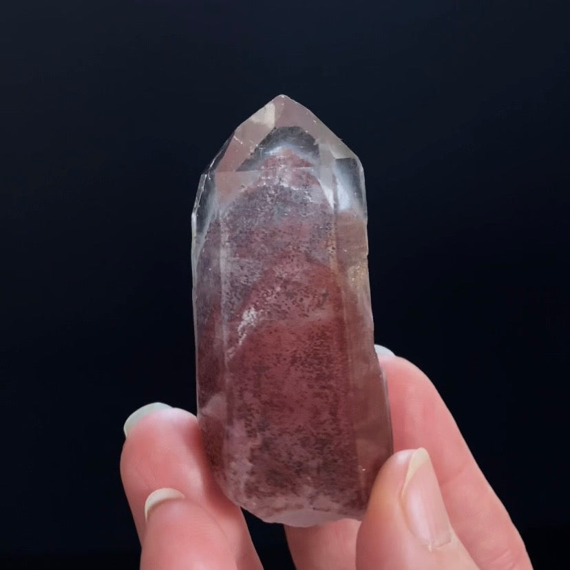 Red Hematite Double Phantom Sunset Quartz Crystal - Tamil Nadu, India