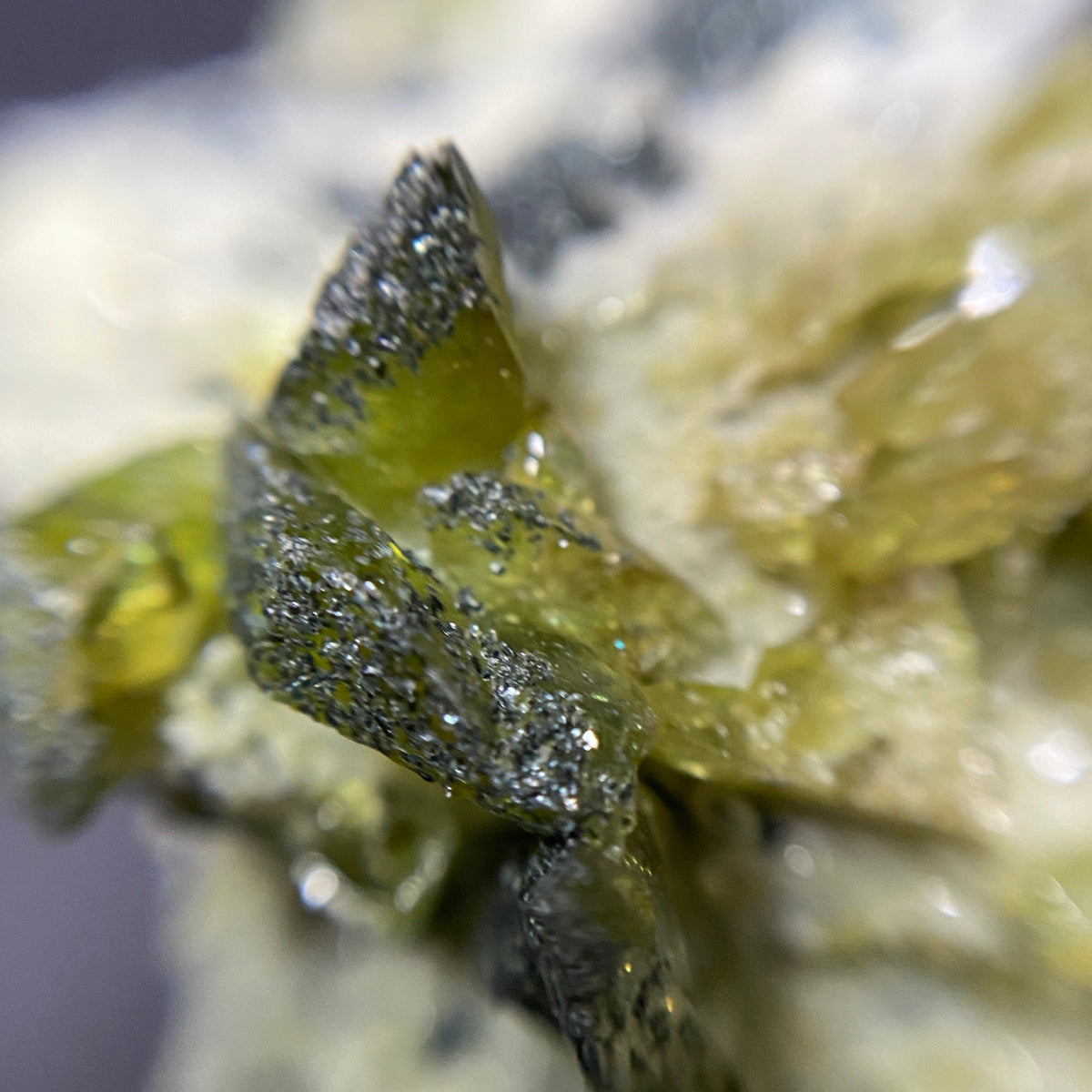 Green Alpine Type Titanite Sphene Crystals with Clinochlore on Matrix