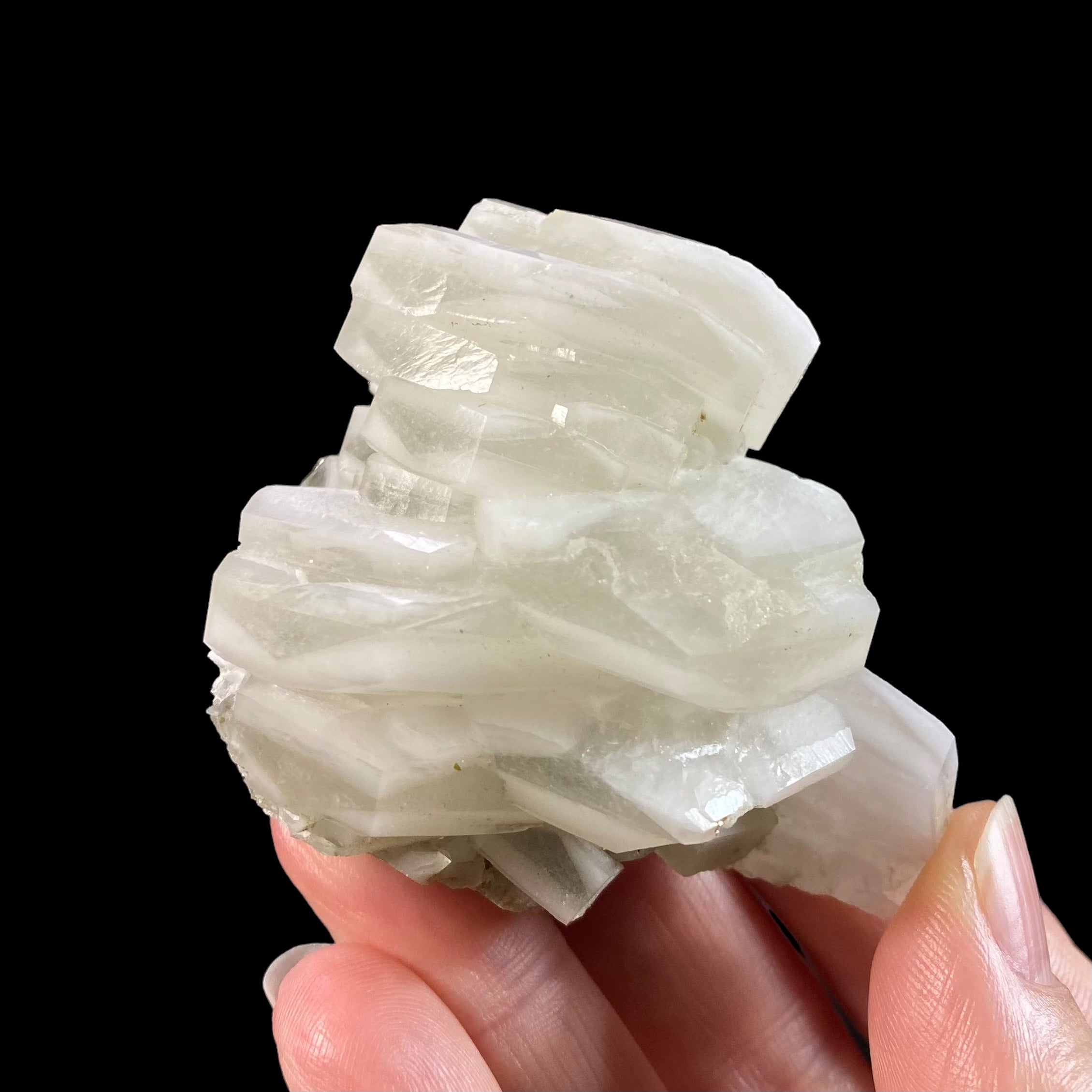 Fluorescent Hexagonal Sandwich Calcite Crystal Cluster