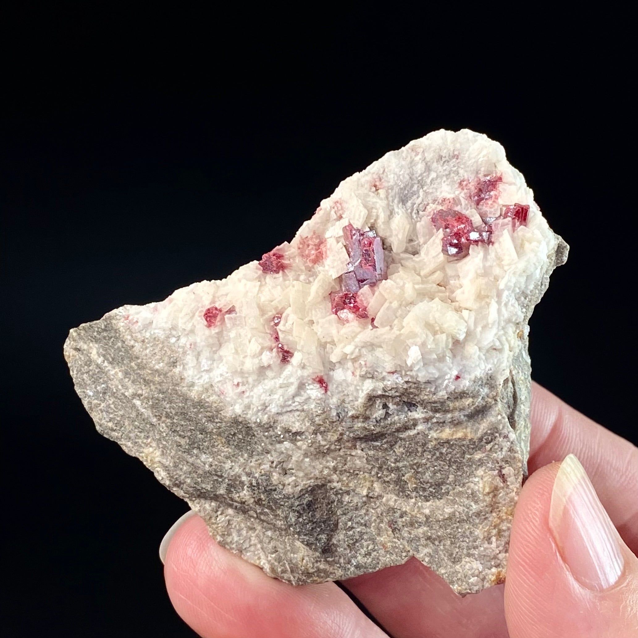 Red Cinnabar Crystals on Dolomite, Tongren Mine, Guizhou, China
