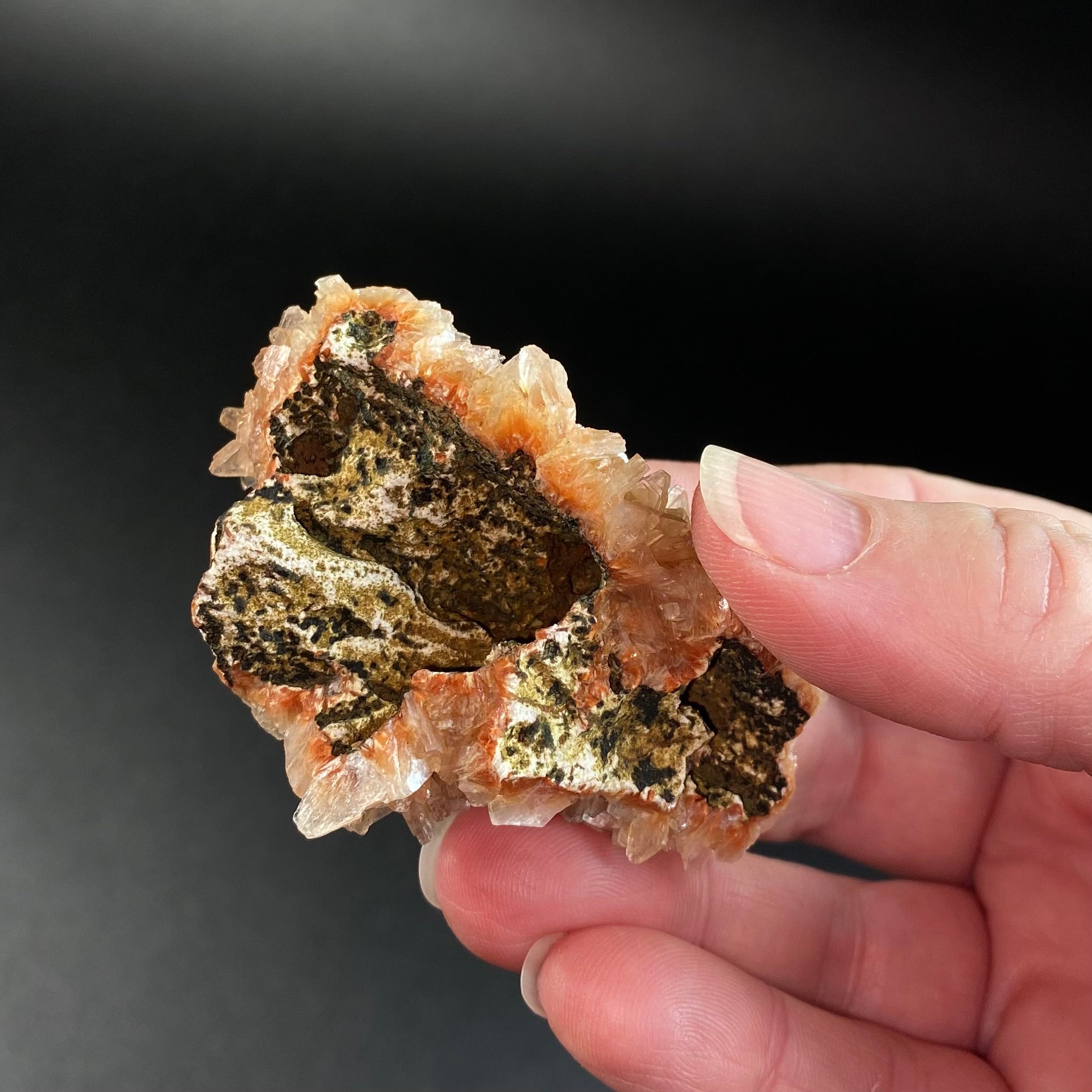 Orange & Clear Heulandite Fan Crystal Cluster