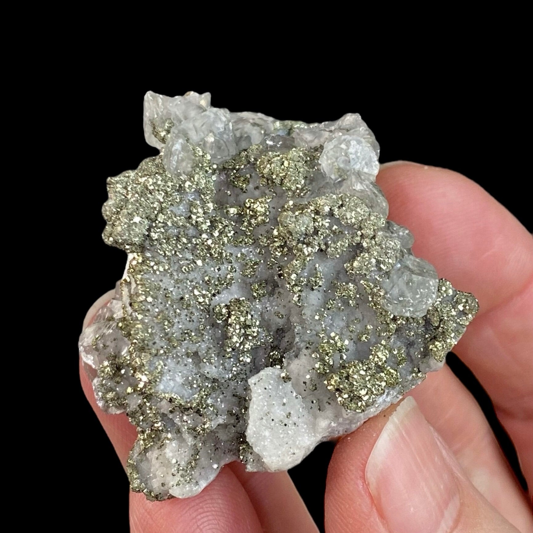 Pyrite After Pyrrhotite with Calcite from Trepca Mine Complex, Kosovo