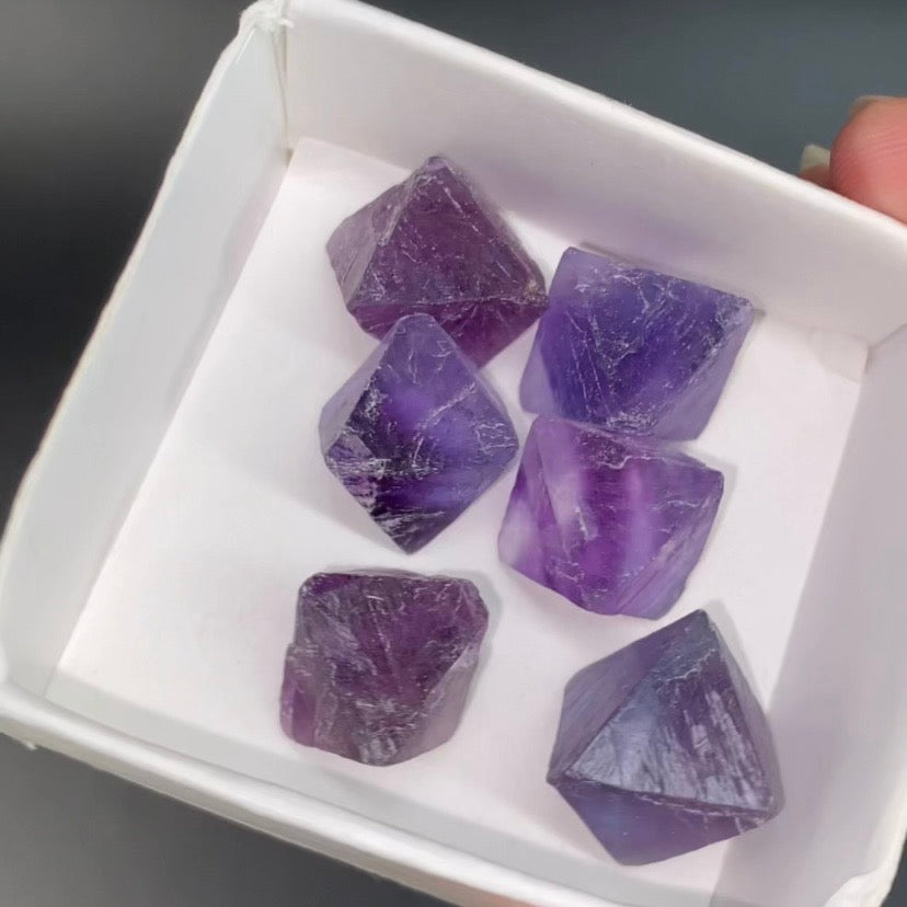 Purple Fluorite Octahedron Crystal - Fluorescent