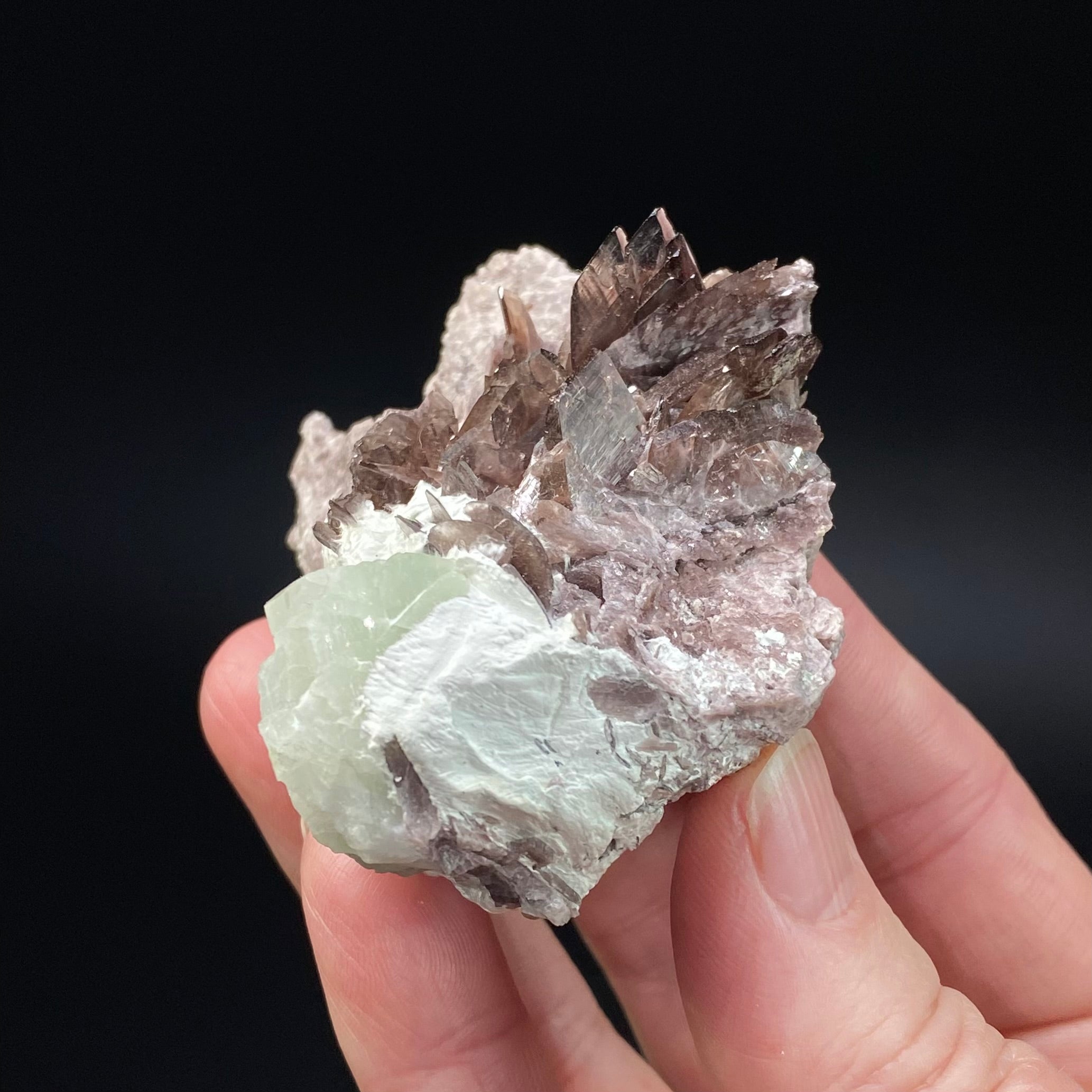 Axinite Crystal Cluster with Chrysotile and Pericline from Shigar Valley, Gilgit-Baltistan, Pakistan