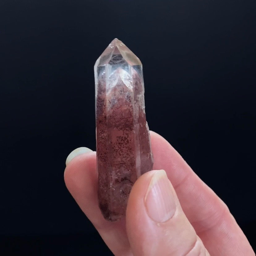 Red Hematite Double Phantom Sunset Quartz Crystal - Tamil Nadu, India