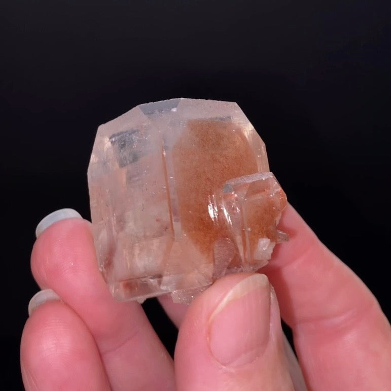 Clear Pseudo Cubic Apophyllite Crystal Red Hematite Phantom - High Vibration Crystals and Minerals