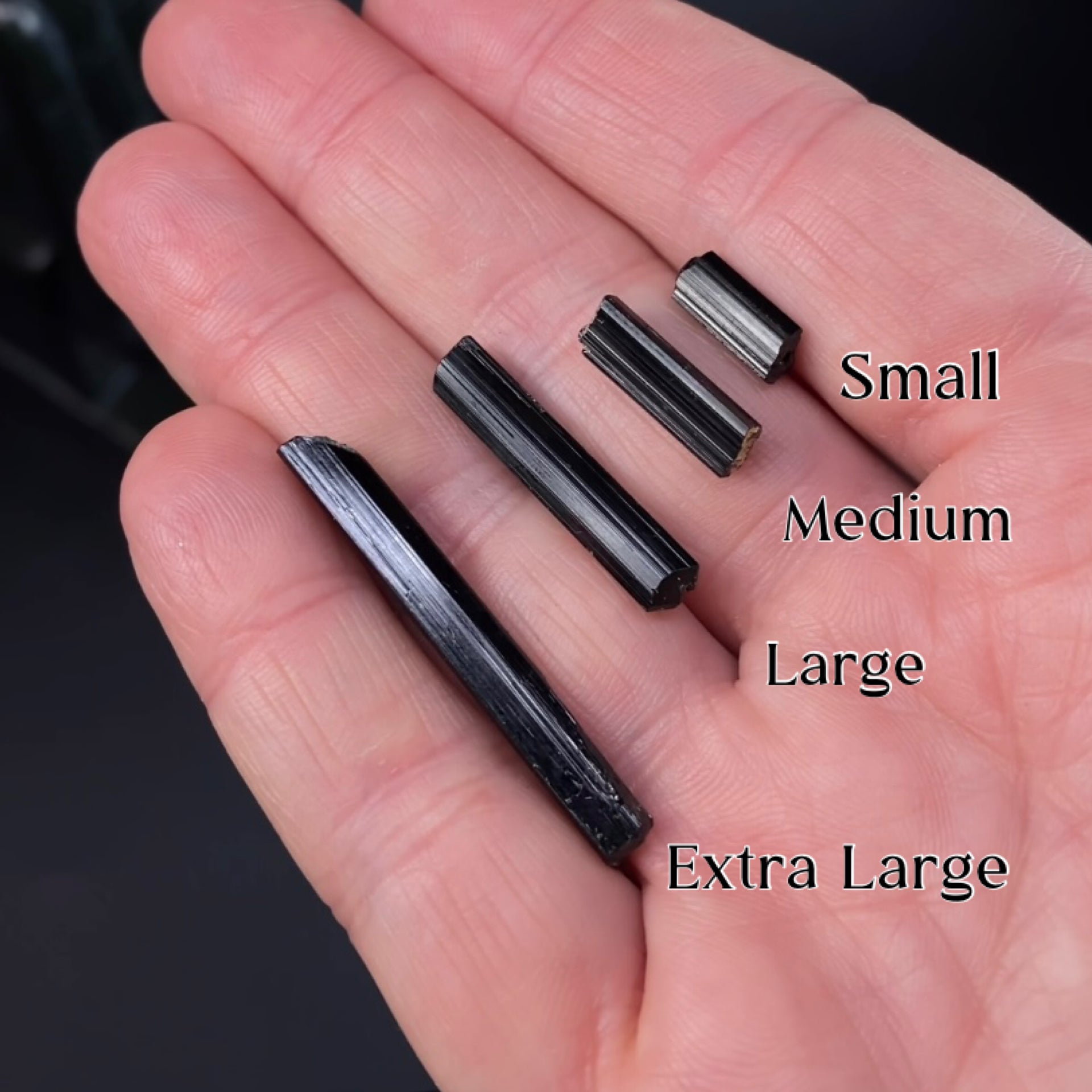 High Grade Black Schorl Tourmaline Rod Crystals 10 Gram Lots, Choose Your Size